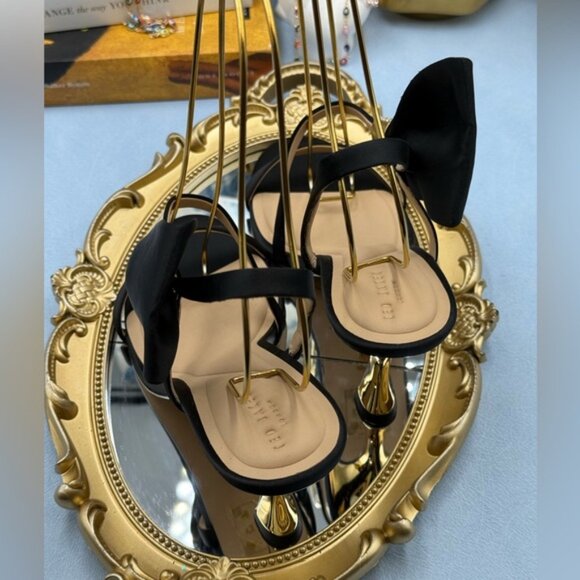 🆕 TED BAKER 🧿 NWOB Belle Black Satin Half Bow Sandal, Sz 38.5 US 8 - Picture 10 of 16